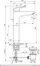 Waschtischarmatur von Ideal Standard mit abgerundetem Design, verlängertem Sockel und Hebelgriff zur Steuerung des Wasserflusses. Abflussgarnitur ist auch abgebildet.